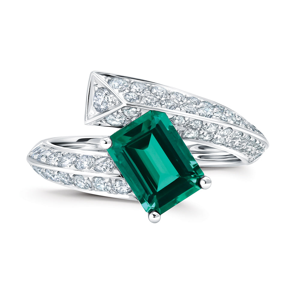 Chatham lab-grown emerald ring, style CR15325WEM