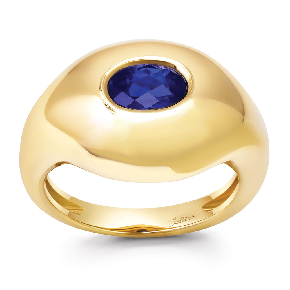 Chatham lab-grown blue sapphire ring, style CR15326YBS