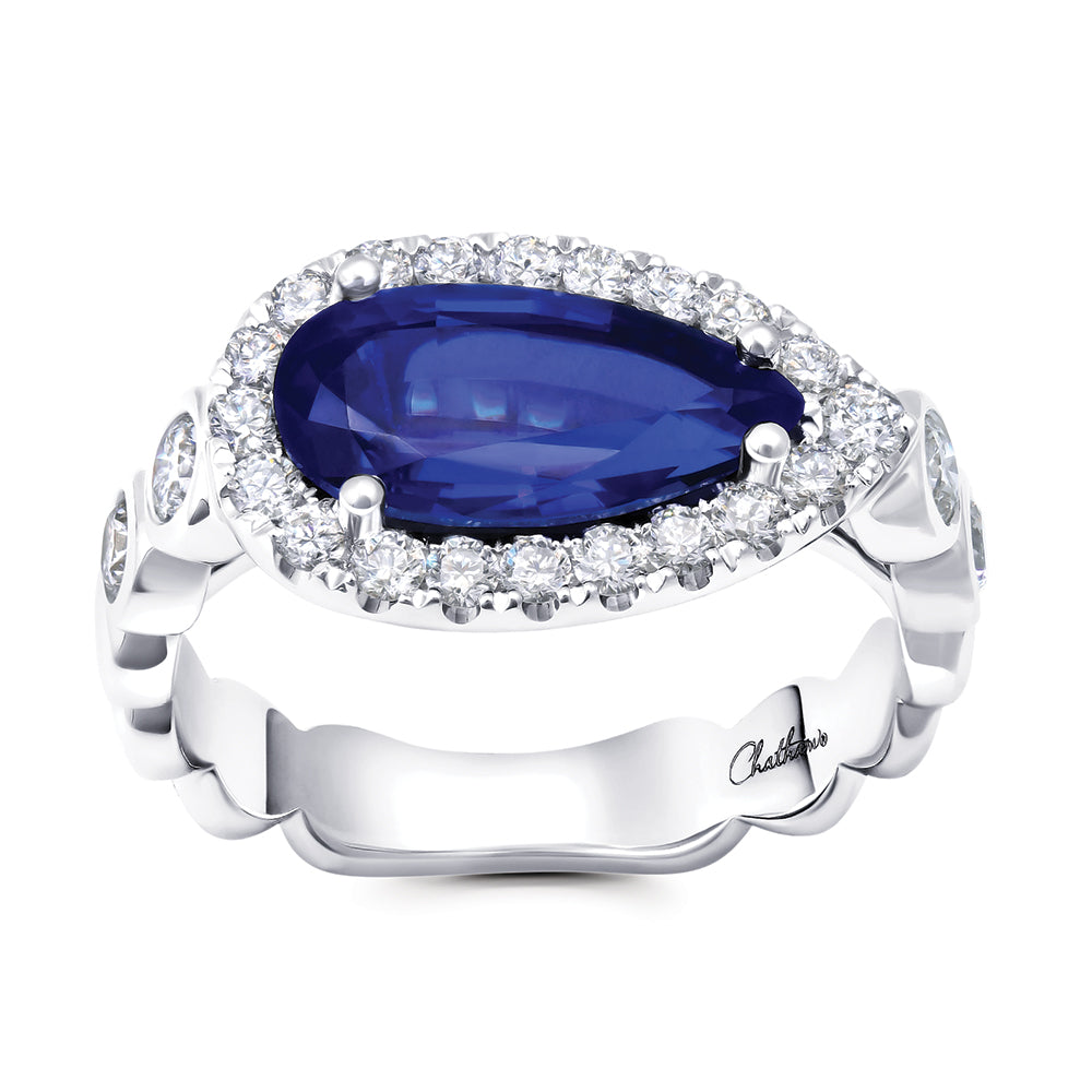 Chatham lab-grown blue sapphire ring, style CR15330WBS