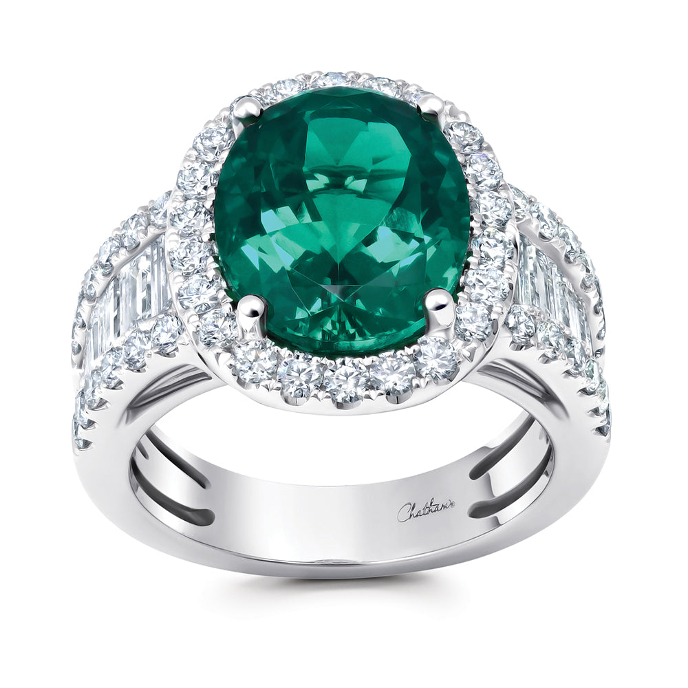 Chatham lab-grown emerald ring, style CR15340WEM