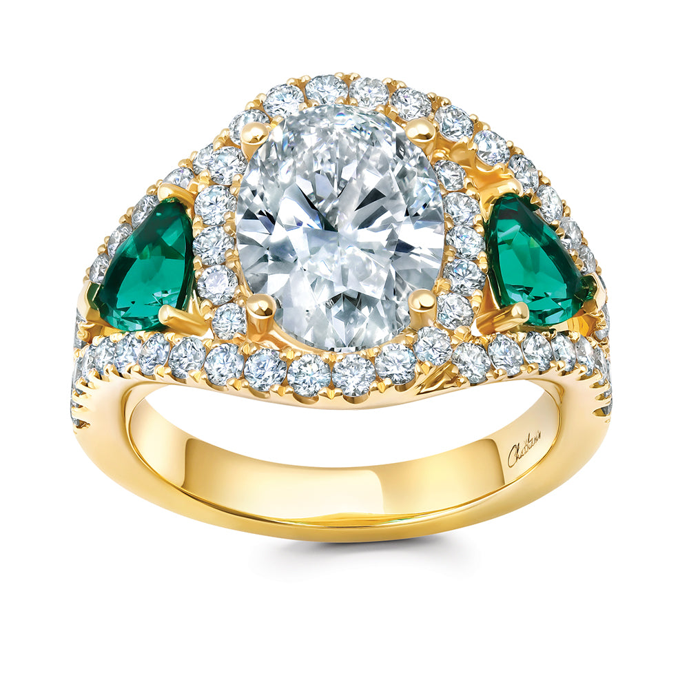 Chatham lab-grown diamond ring, style CR15342YDIA