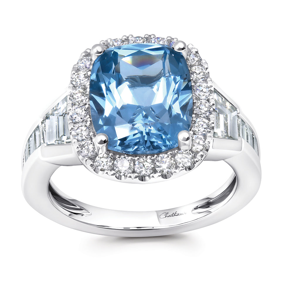Chatham lab-grown aqua blue spinel ring, style CR15345WAQ