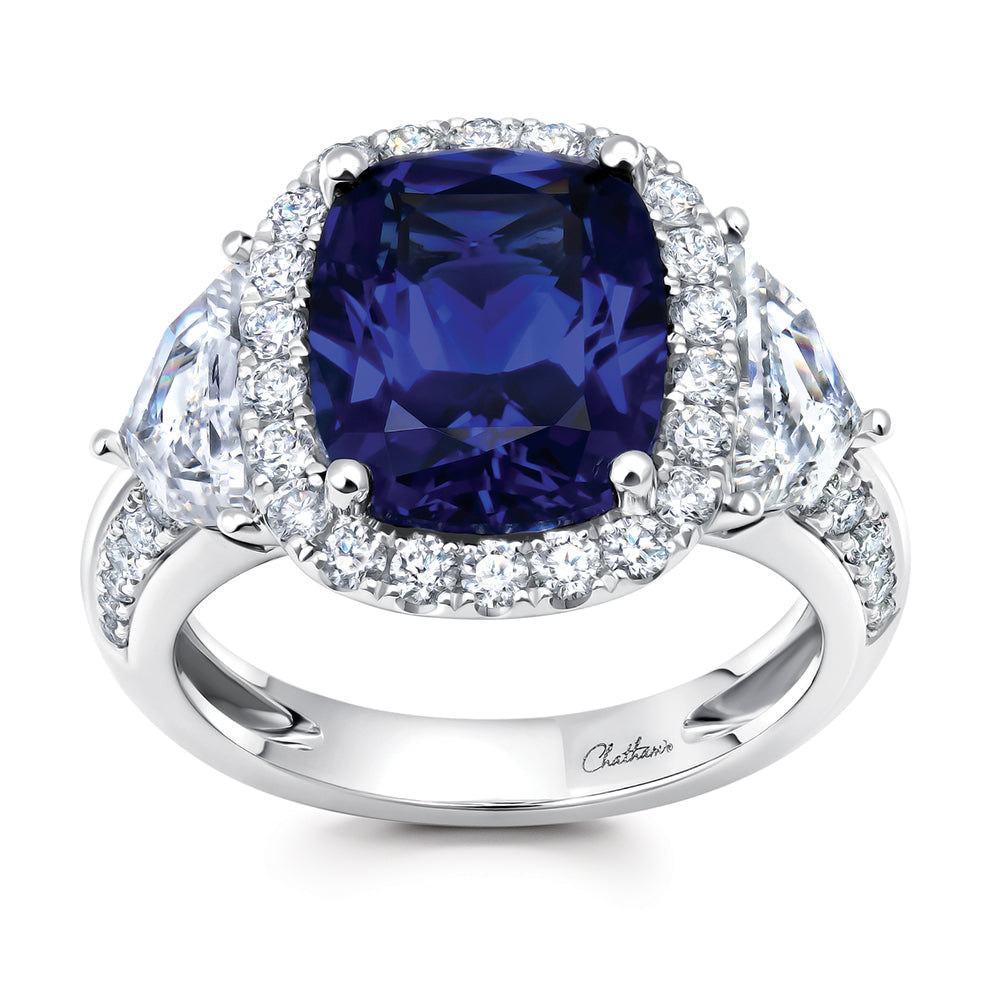 Chatham lab-grown blue sapphire ring, style CR15346WBS
