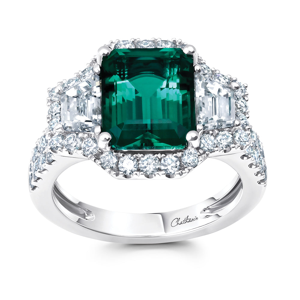 Chatham lab-grown emerald ring, style CR15348WEM
