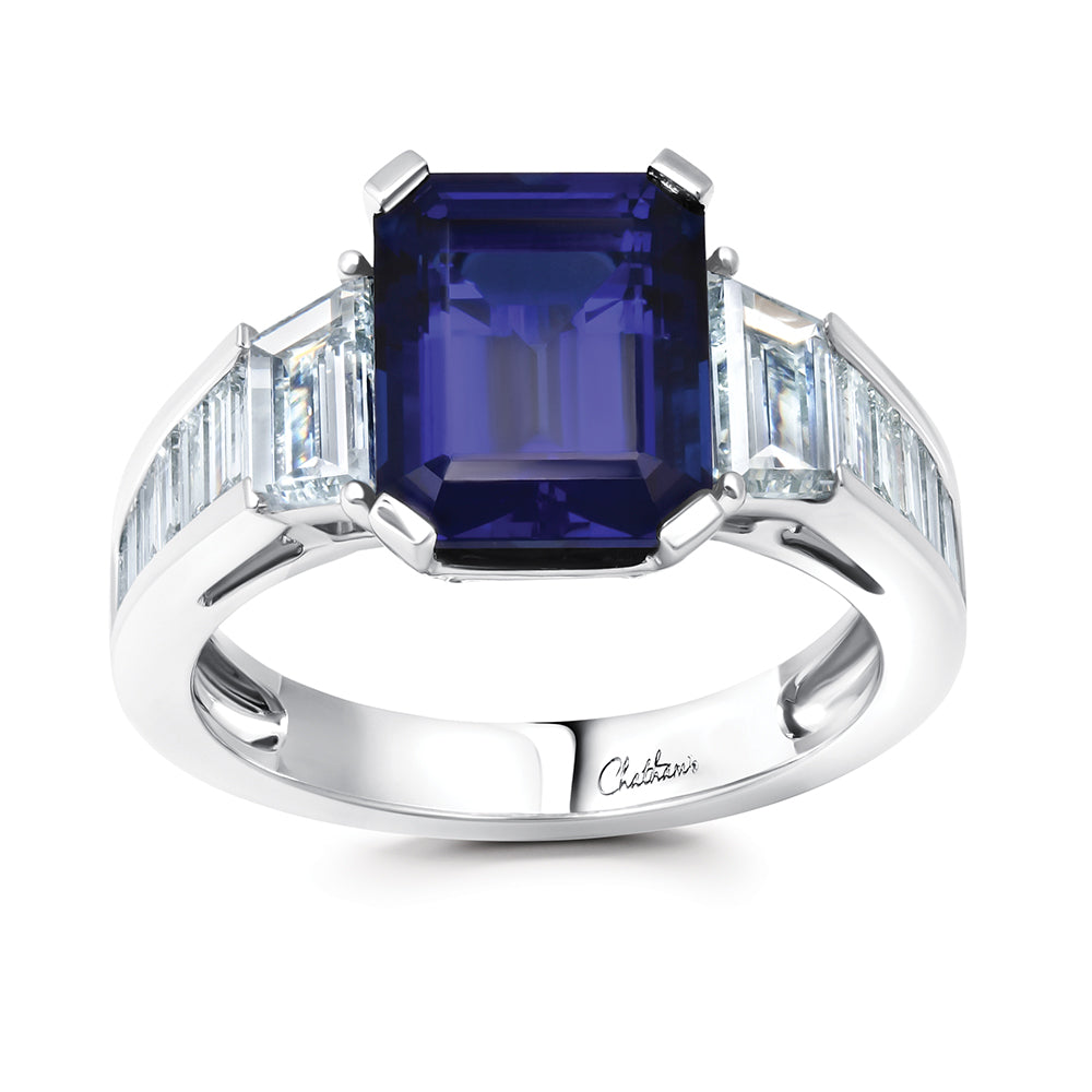 Chatham lab-grown blue sapphire ring, style CR15349WBS