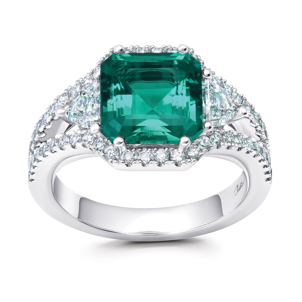 Chatham lab-grown emerald ring, style CR15351WEM