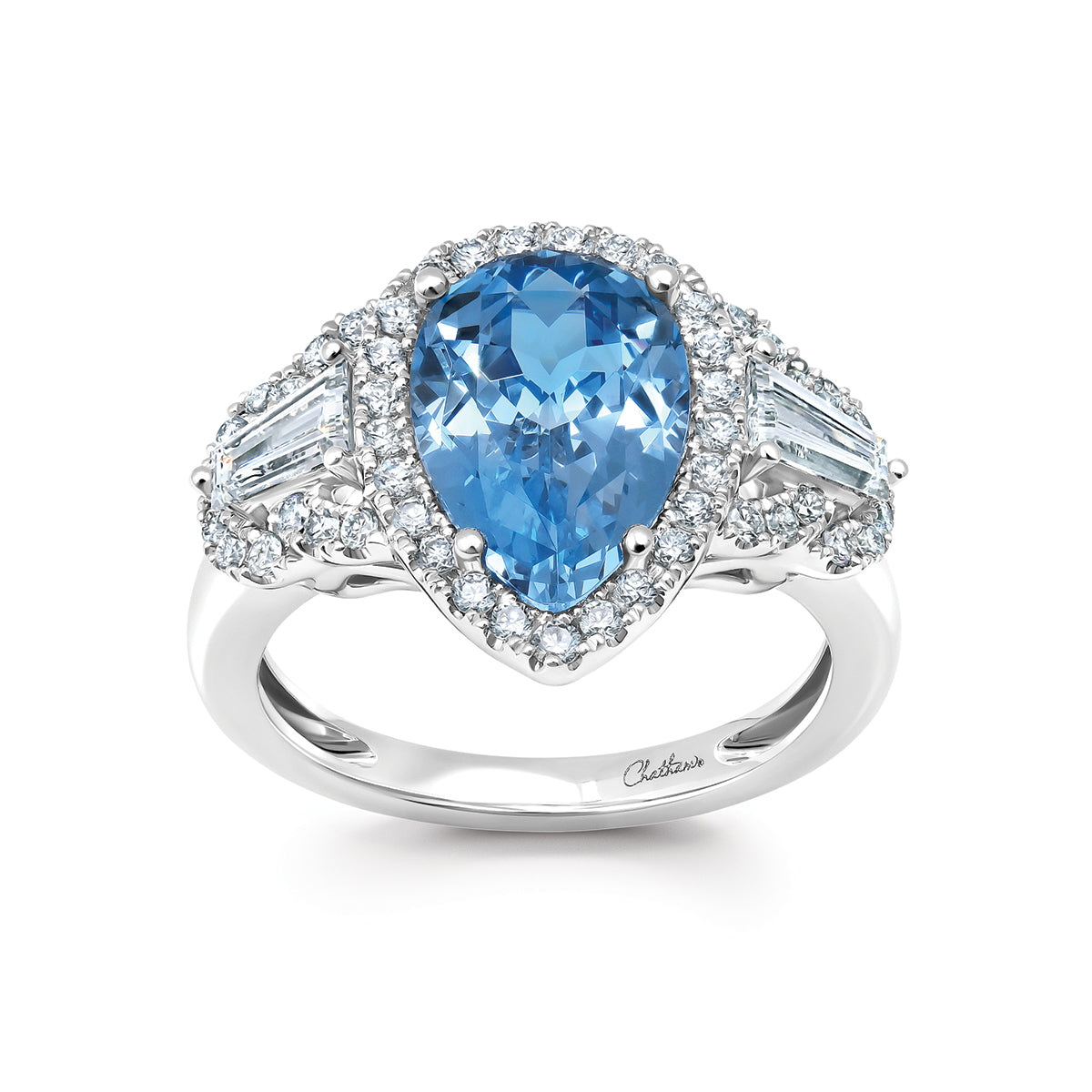Chatham lab-grown aqua blue spinel ring, style CR15355WAQ