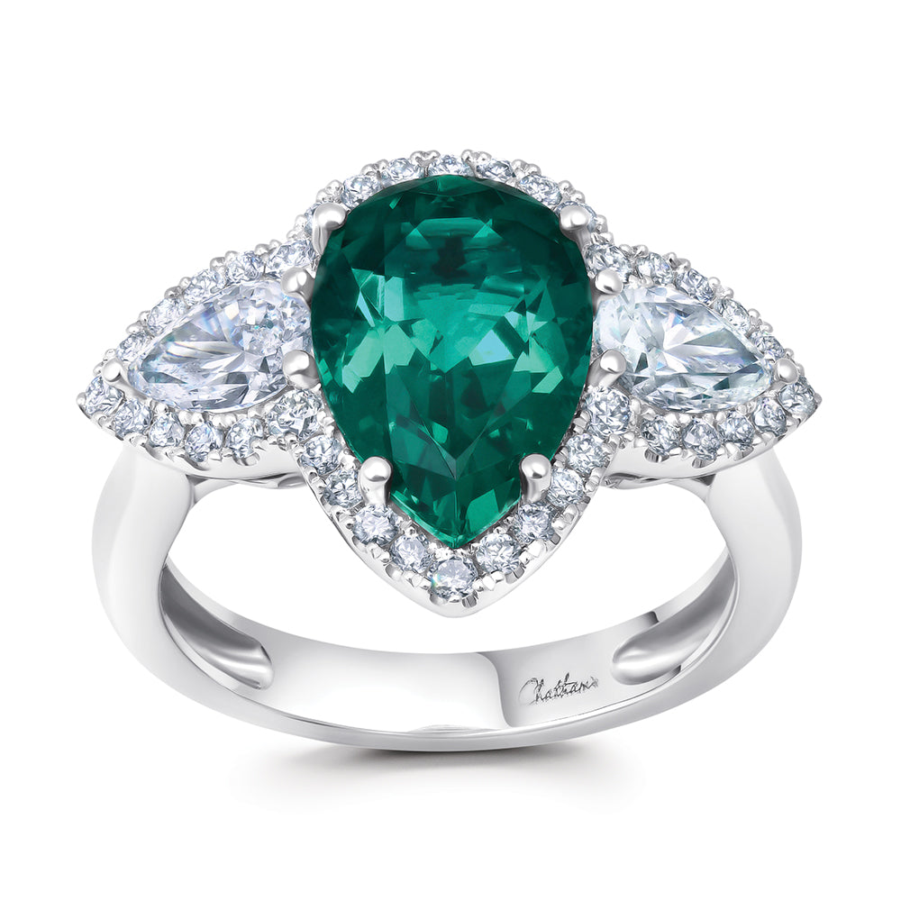 Chatham lab-grown emerald ring, style CR15356WEM