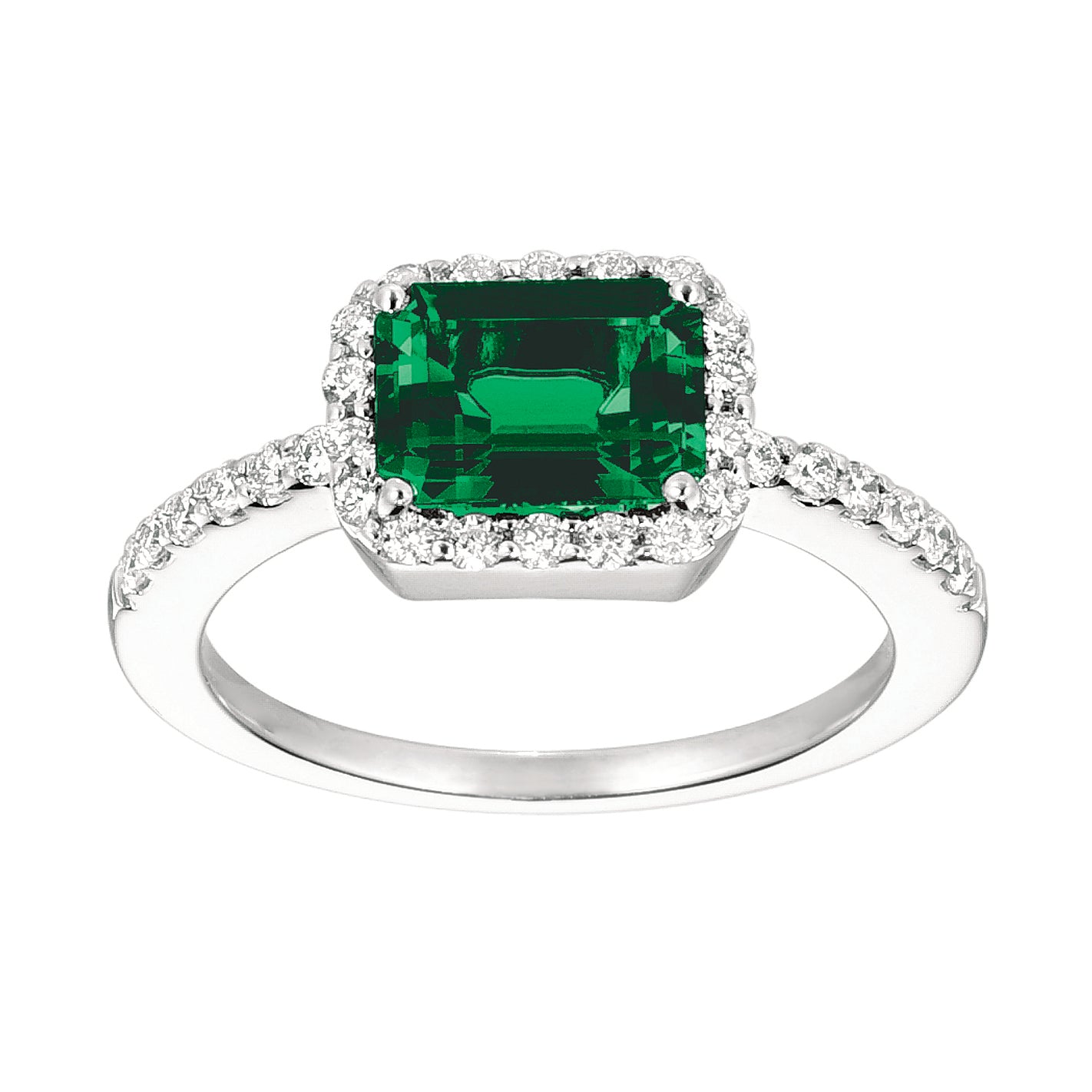 Chatham lab-grown emerald ring, style CR6641WEM