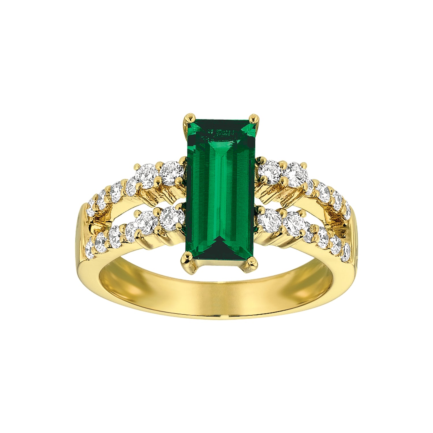 Chatham lab-grown emerald ring, style CR6648YEM