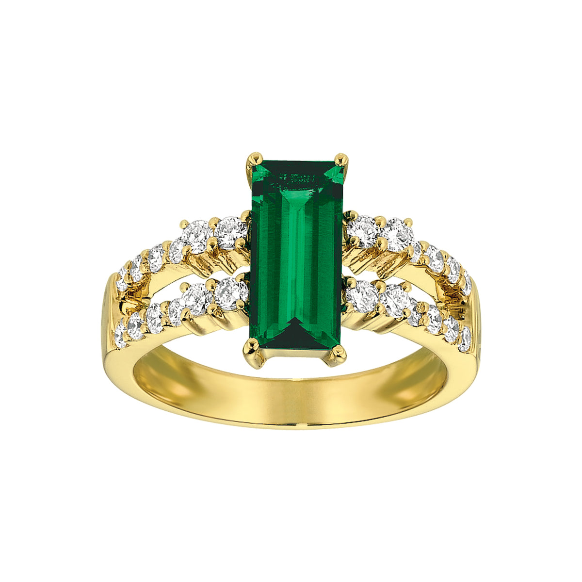 Chatham lab-grown emerald ring, style CR6648YEM