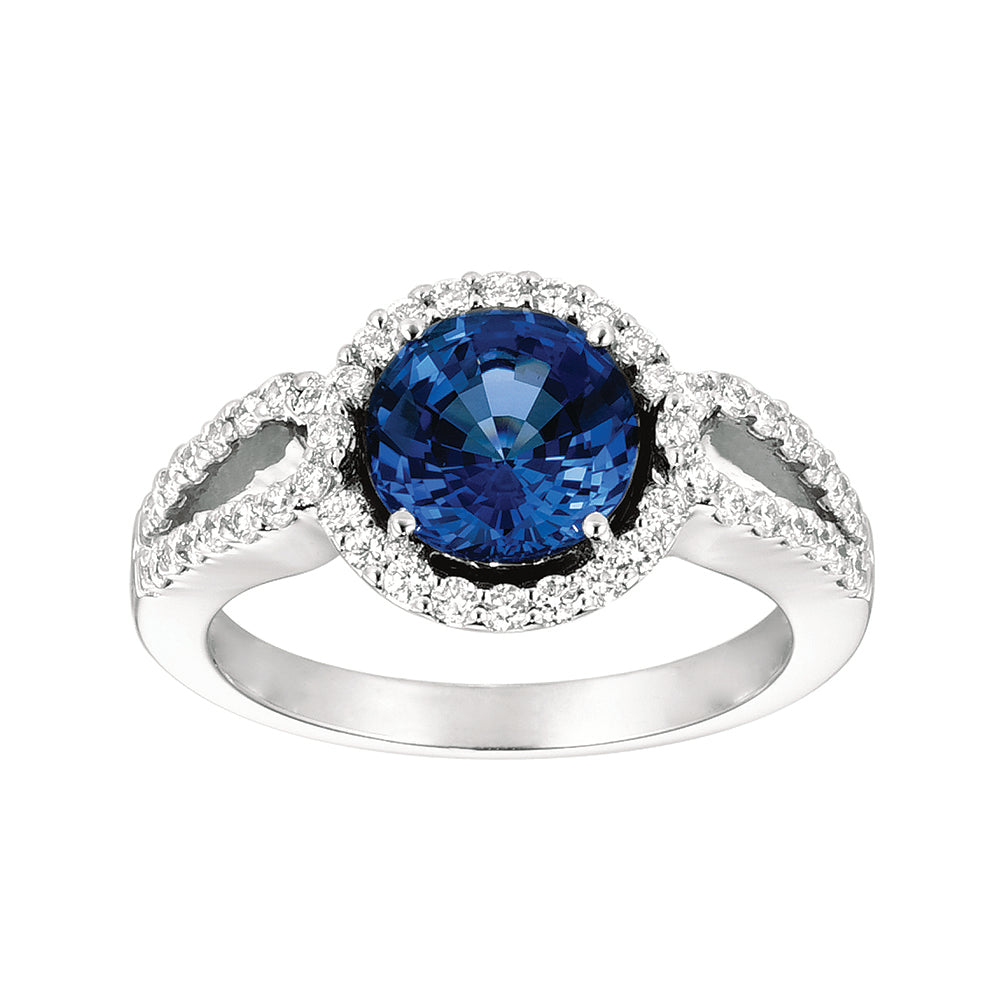 Chatham lab-grown blue sapphire ring, style CR6649WBS