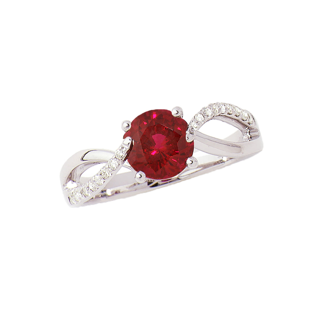 Chatham lab-grown ruby ring in 14k white gold, style CR7293WRU