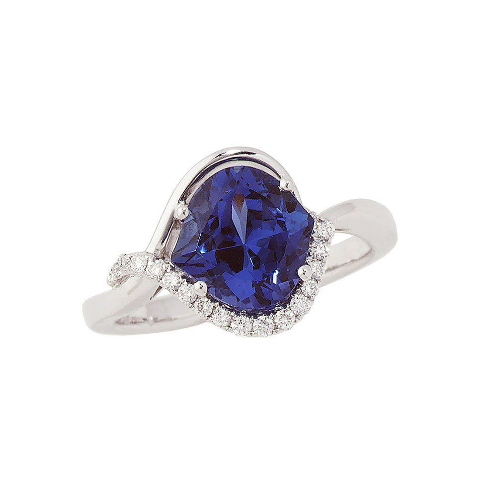Chatham lab-grown blue sapphire ring, style CR8245WBS