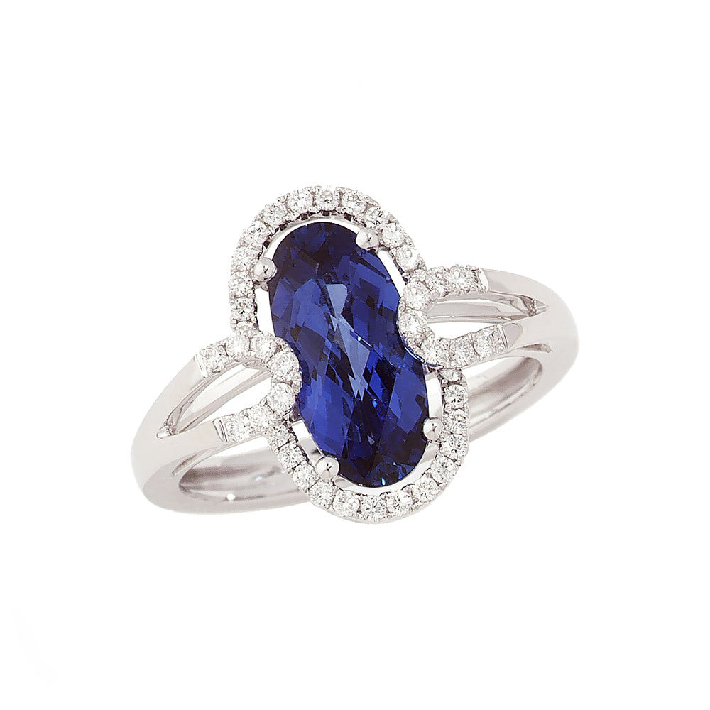 Chatham lab-grown blue sapphire ring, style CR8257WBS