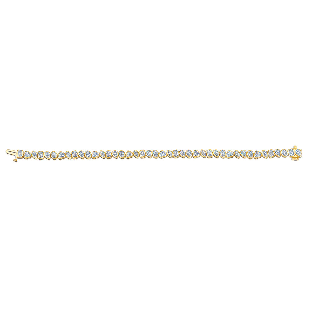 Bezel Multi-Shape Diamond Tennis Bracelet