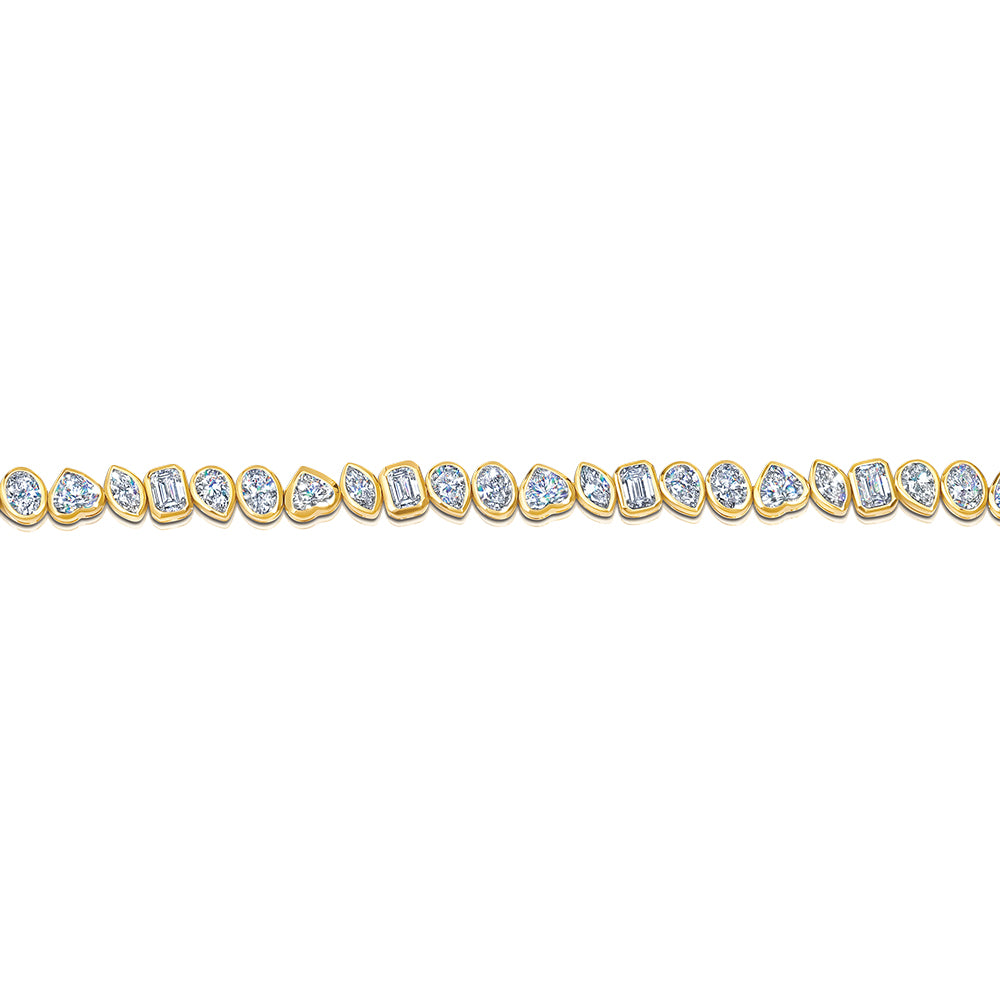 Bezel Multi-Shape Diamond Tennis Bracelet