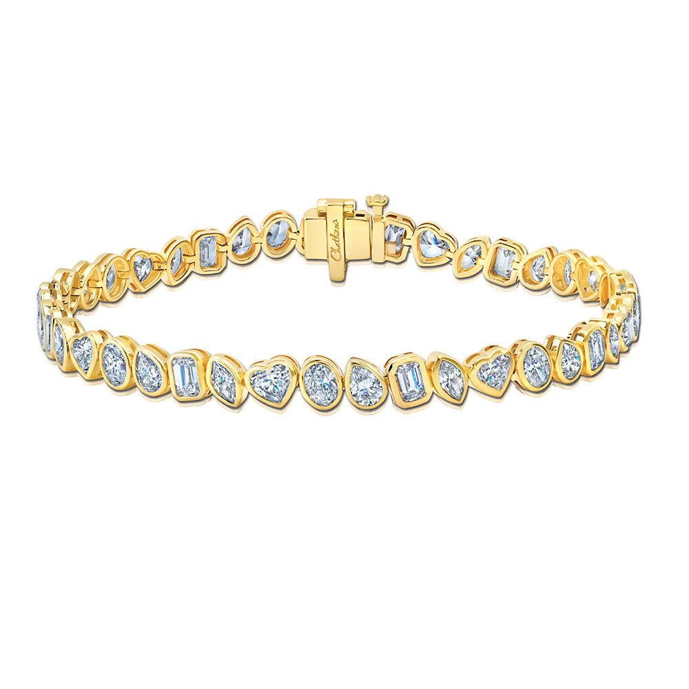 Bezel Multi-Shape Diamond Tennis Bracelet