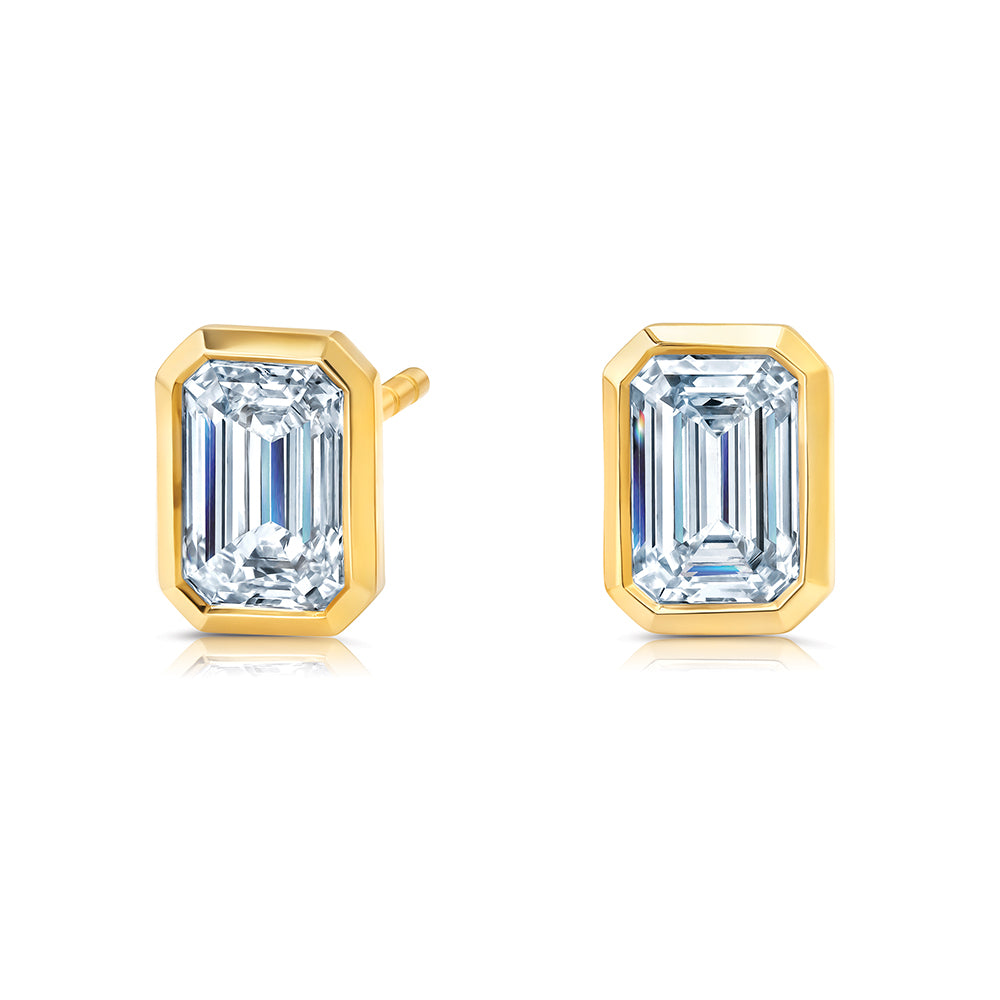 Emerald Cut Diamond Studs