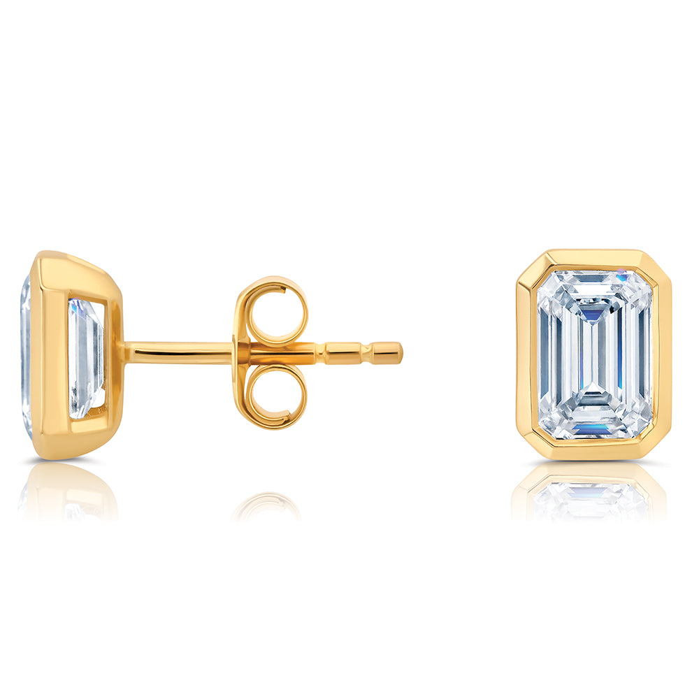 Emerald Cut Diamond Studs