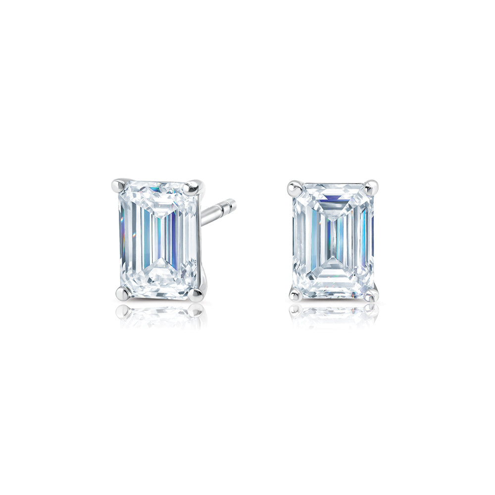 Emerald Cut Diamond Studs