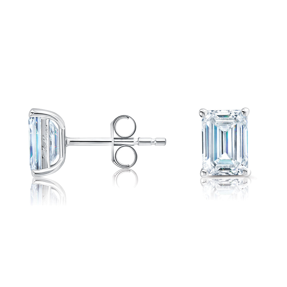 Emerald Cut Diamond Studs
