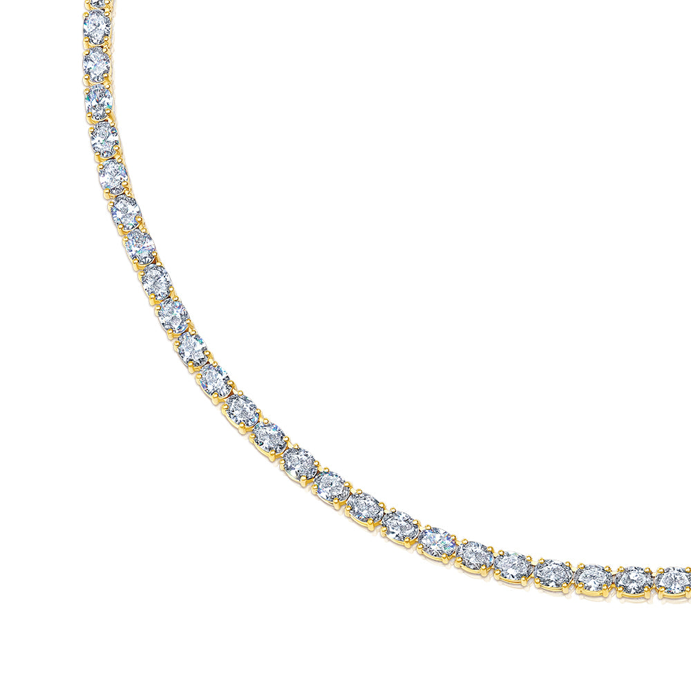 Oval Diamond Tennis Necklace
