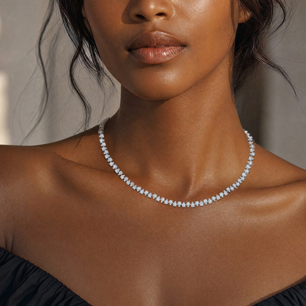 Pear Shape Diamond Tennis Necklace