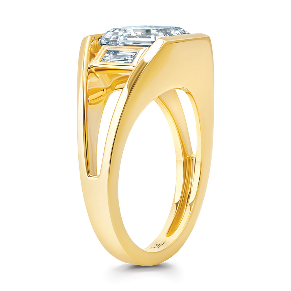 Diamond Ring – Emerald Cut, 14K Yellow Gold, 8.0mm, 0.22 ctw diamonds