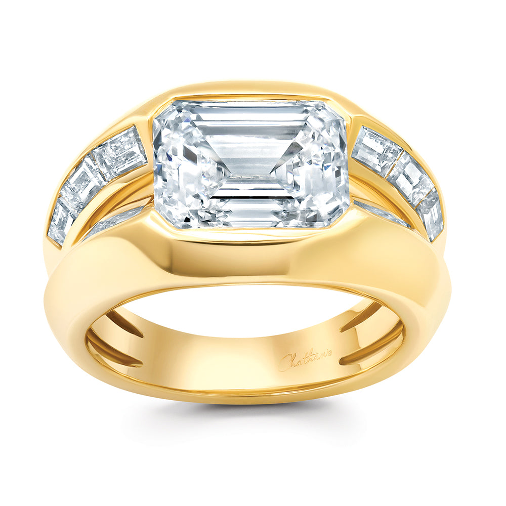 Diamond Ring – Emerald Cut, 14K Yellow Gold, 10x8mm