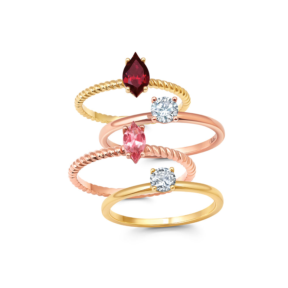 Champagne Sapphire Stackable Solitaire Ring