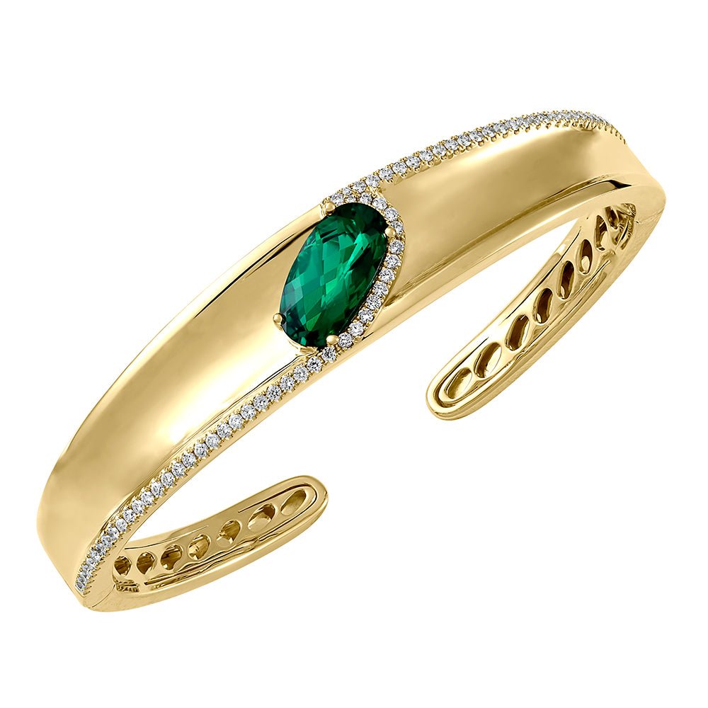 Chatham lab-grown emerald cuff, style CB1252YEM