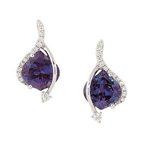 Chatham lab-grown alexandrite earrings, style CE3080WAL