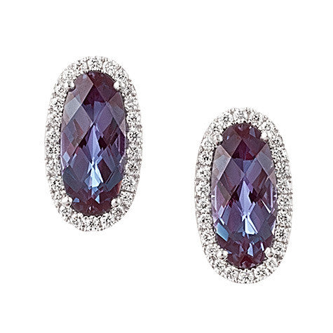 Chatham lab-grown alexandrite earrings, style CE3828WAL