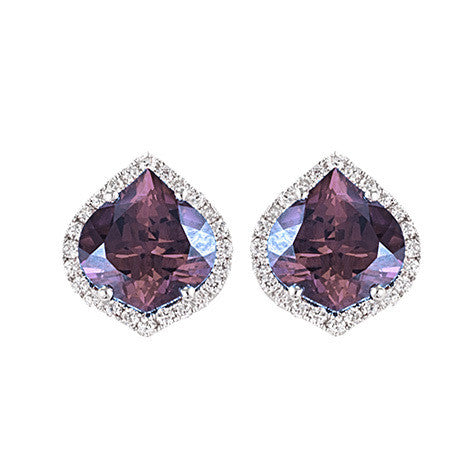Chatham lab-grown alexandrite earrings, style CE3830WAL