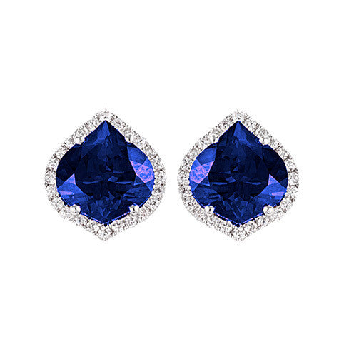 Chatham lab-grown blue sapphire earrings, style CE3830WBS