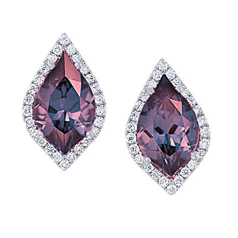 Chatham lab-grown alexandrite earrings, style CE3831WAL