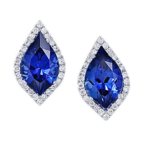 Chatham lab-grown blue sapphire earrings, style CE3831WBS