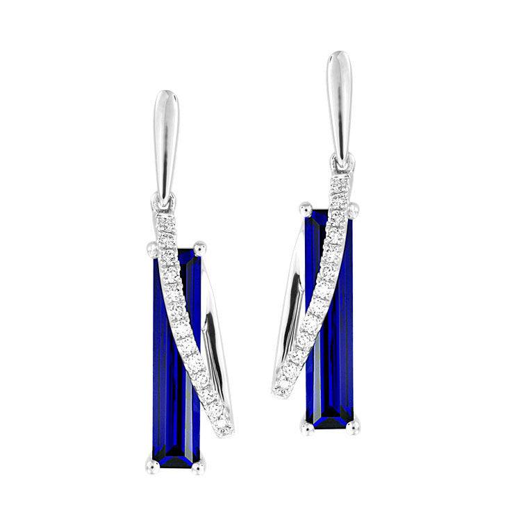 Chatham lab-grown blue sapphire earrings, style CE4382WBS