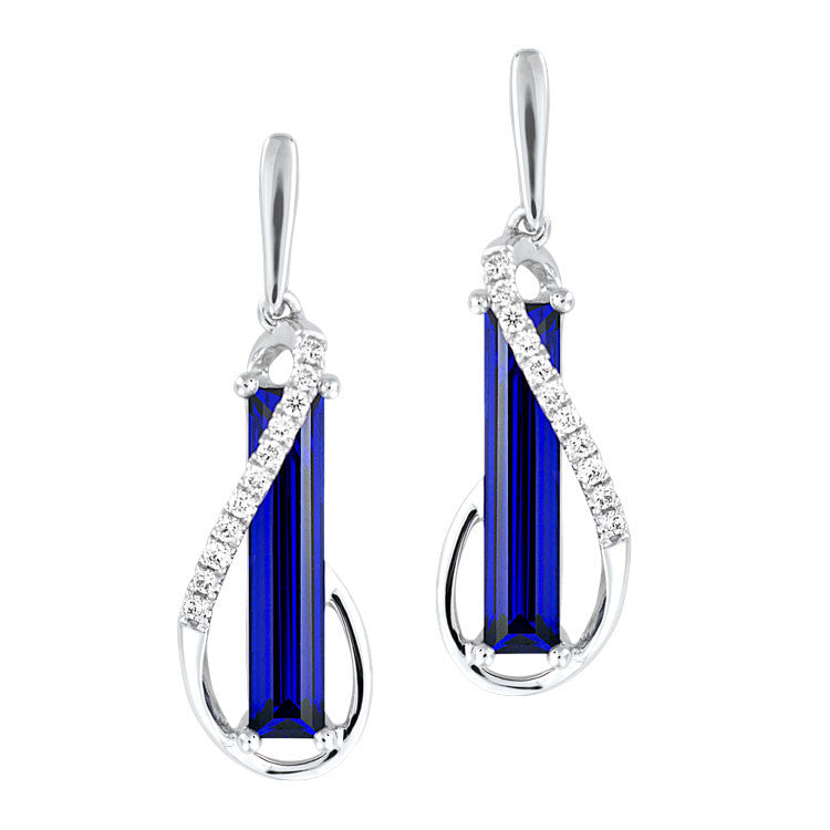 Chatham lab-grown blue sapphire earrings, style CE4388WBS