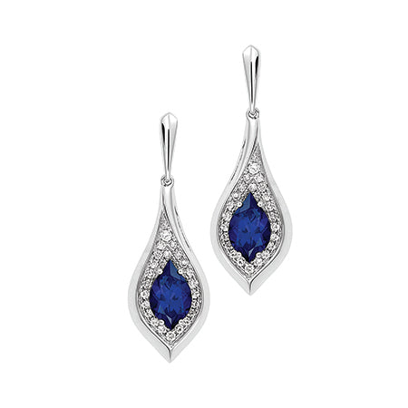 Chatham lab-grown blue sapphire earrings, style CE4594WBS