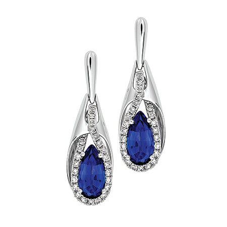 Chatham lab-grown blue sapphire earrings, style CE4595WBS