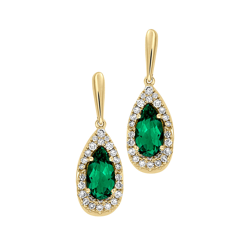 Chatham lab-grown emerald earrings, style CE4598YEM