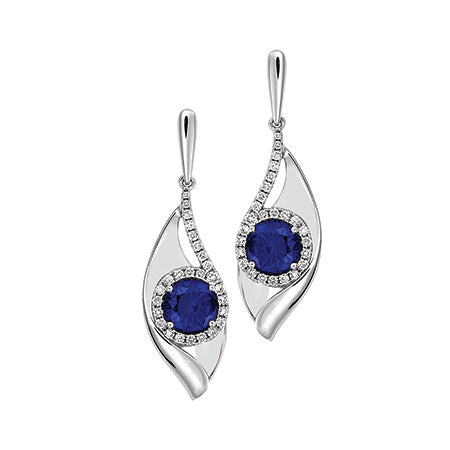 Chatham lab-grown blue sapphire earrings, style CE4600WBS