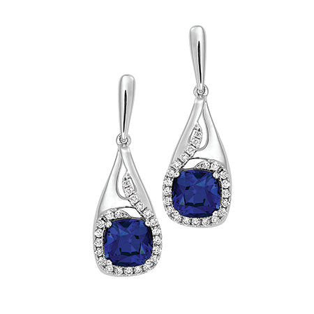 Chatham lab-grown blue sapphire earrings, style CE4603WBS