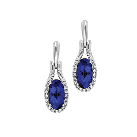 Chatham lab-grown blue sapphire earrings, style CE4606WBS