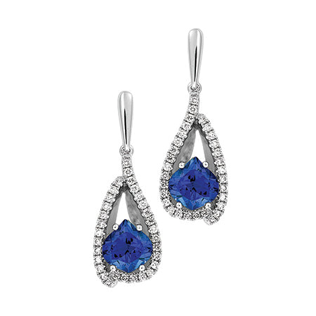 Chatham lab-grown blue sapphire earrings, style CE4612WBS