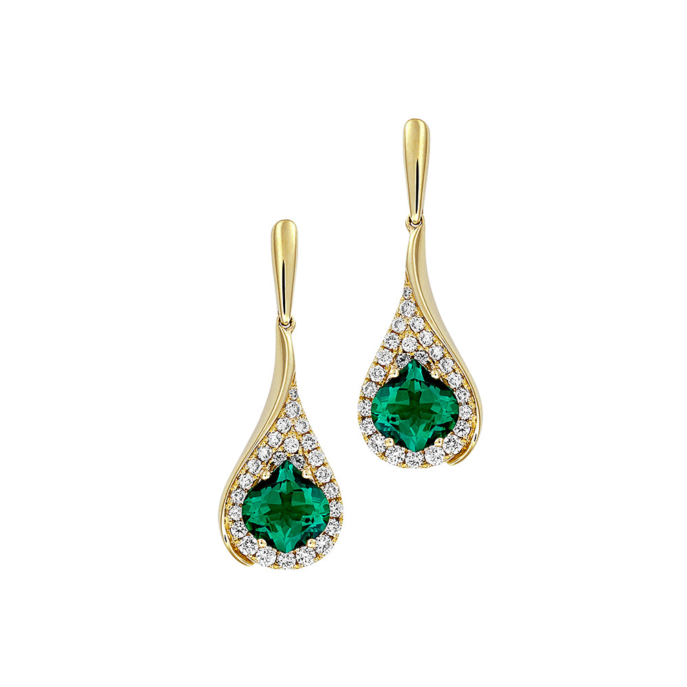Chatham lab-grown emerald earrings, style CE4614YEM