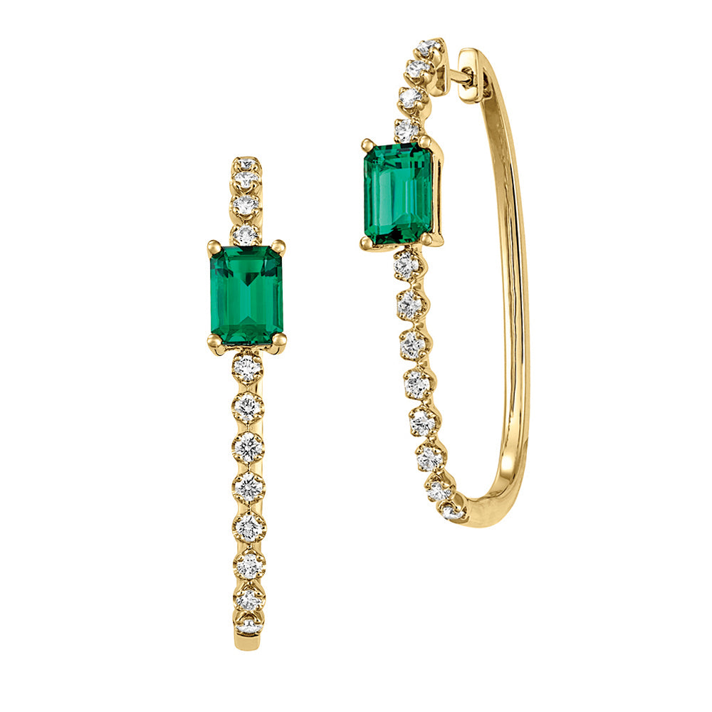 Chatham lab-grown emerald jewelry in 14k yellow gold, style CE4758YEM