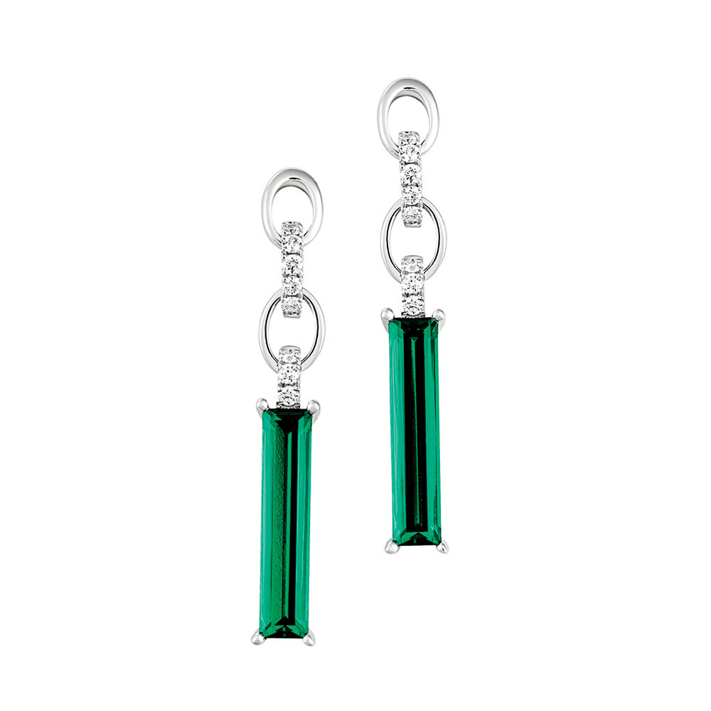 Chatham lab-grown emerald earrings in 14k white gold, style CE4761WEM